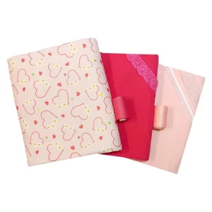 پارچه تریکو قلب گلبهی سرخابی به همراه ست پارچه یکرو پنبه سرخابی و گلبهی