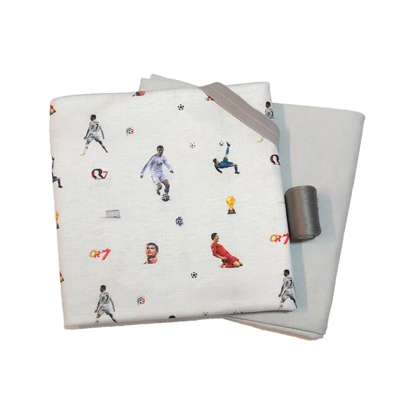 پارچه تریکو طرح رونالدو به همراه ست یکرو پنبه طوسی