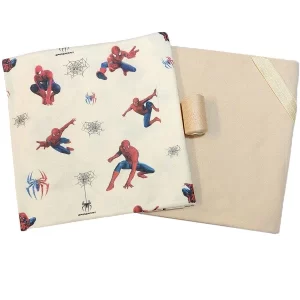 پارچه تریکو طرح مرد عنکبوتی (اسپایدر من) به همراه ست یکرو پنبه کرمی و قرقره همرنگ