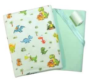 پارچه تریکو طرح دایناسور به همراه ست یکروپنبه سبز بنتون